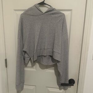 ALO Yoga Muse Gray Ribbed Hoodie M